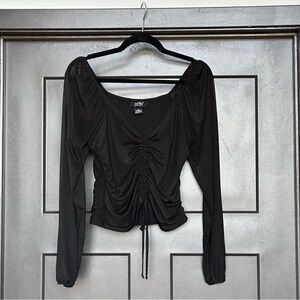 JUST POLLY | mesh cinched long sleeve